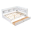 Elegant Full Bed with L-shaped Bookcases and Drawers in White