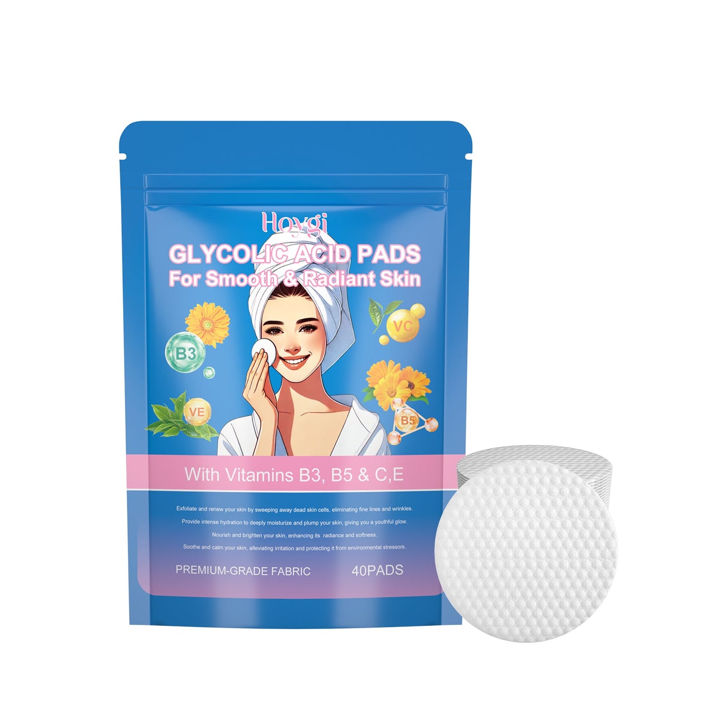 Glycolic Acid Rejuvenation Cotton Sheet For Facial Skin Deeply Cleans Pores, Nourishes, Repairs And Moisturizes Skin Care - Korvel