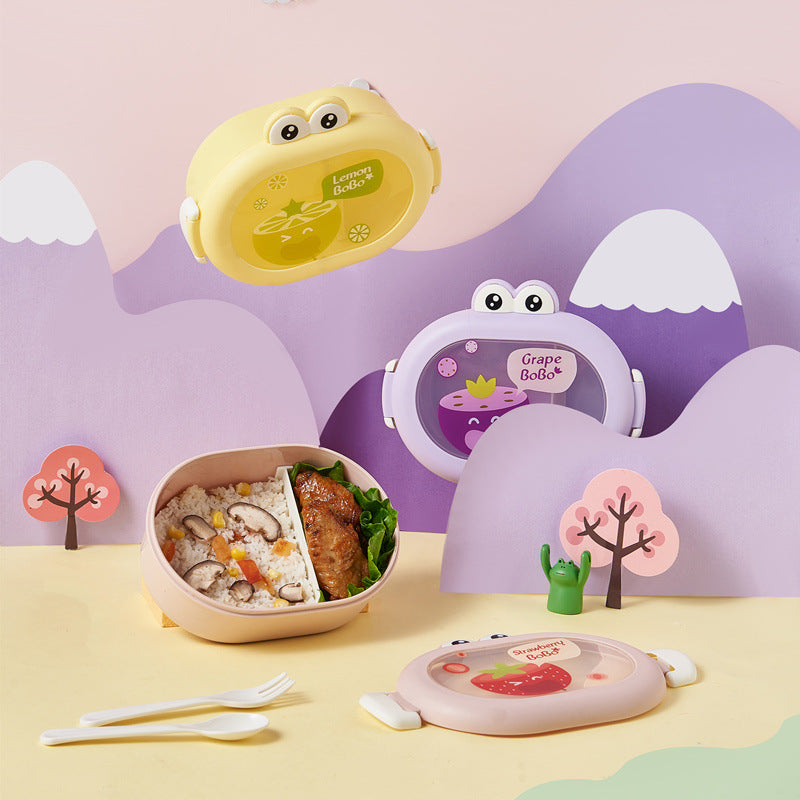 Cute little frog portable microwaveable lunch box with compartments fruit box lunch box - Korvel