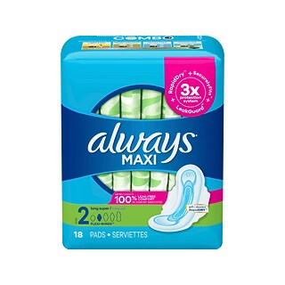 Always Maxi Long Super Pads with Wings - 144 Count