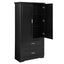 Tall Bathroom Storage Cabinet, Cabinet with Two Doors and Drawers, Adjustable Shelf, MDF Board, Black - Korvel