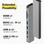 Station d'accueil Type-C 7-en-1 pour l'expansion de l'ordinateur portable