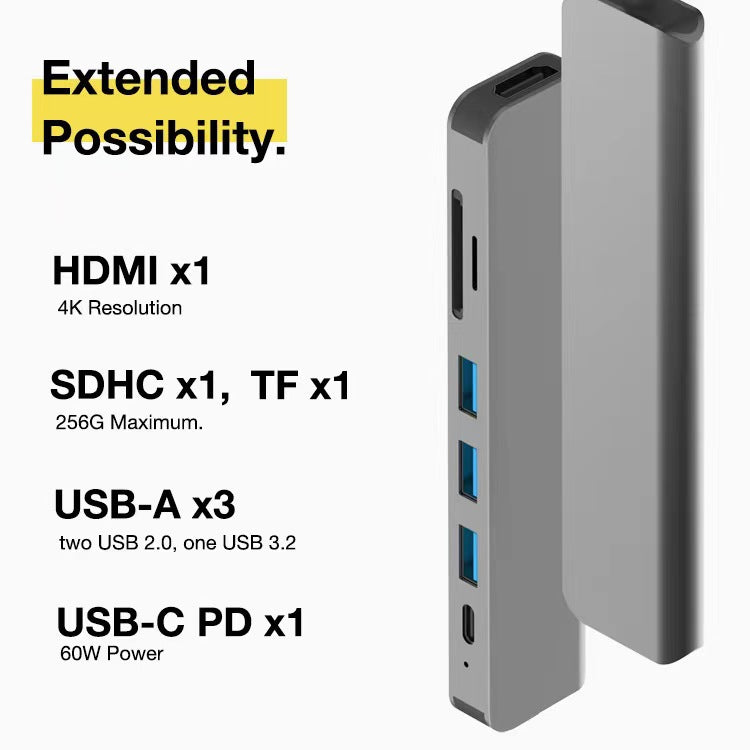 Station d'accueil Type-C 7-en-1 pour l'expansion de l'ordinateur portable