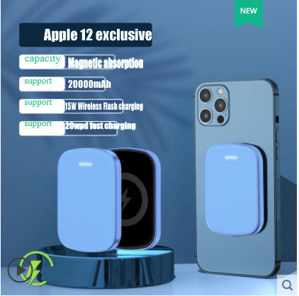 MagSafe magnetic absorption wireless power bank 20000 Ma portable apple 12promax Huawei millet back clip - Korvel