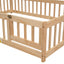 Full House-Shaped Headboard Floor Bed with Fence - Natural