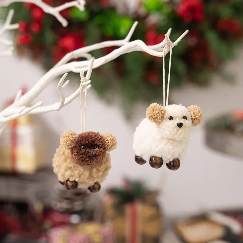Ornement suspendu en peluche de chiot en 2 pièces
