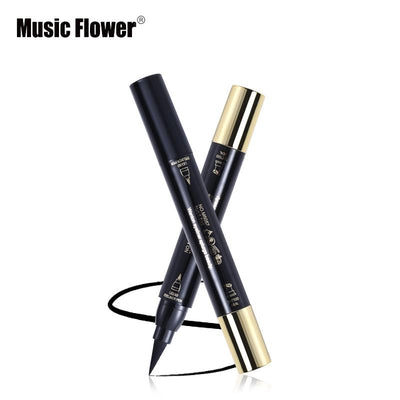 Music Flower Brand Eyes Makeup Tattoo Seal Liquid Eyeliner Pen Waterproof Matte Black Stamp Wanton Eye Liners 24HR Long-lasting - Korvel