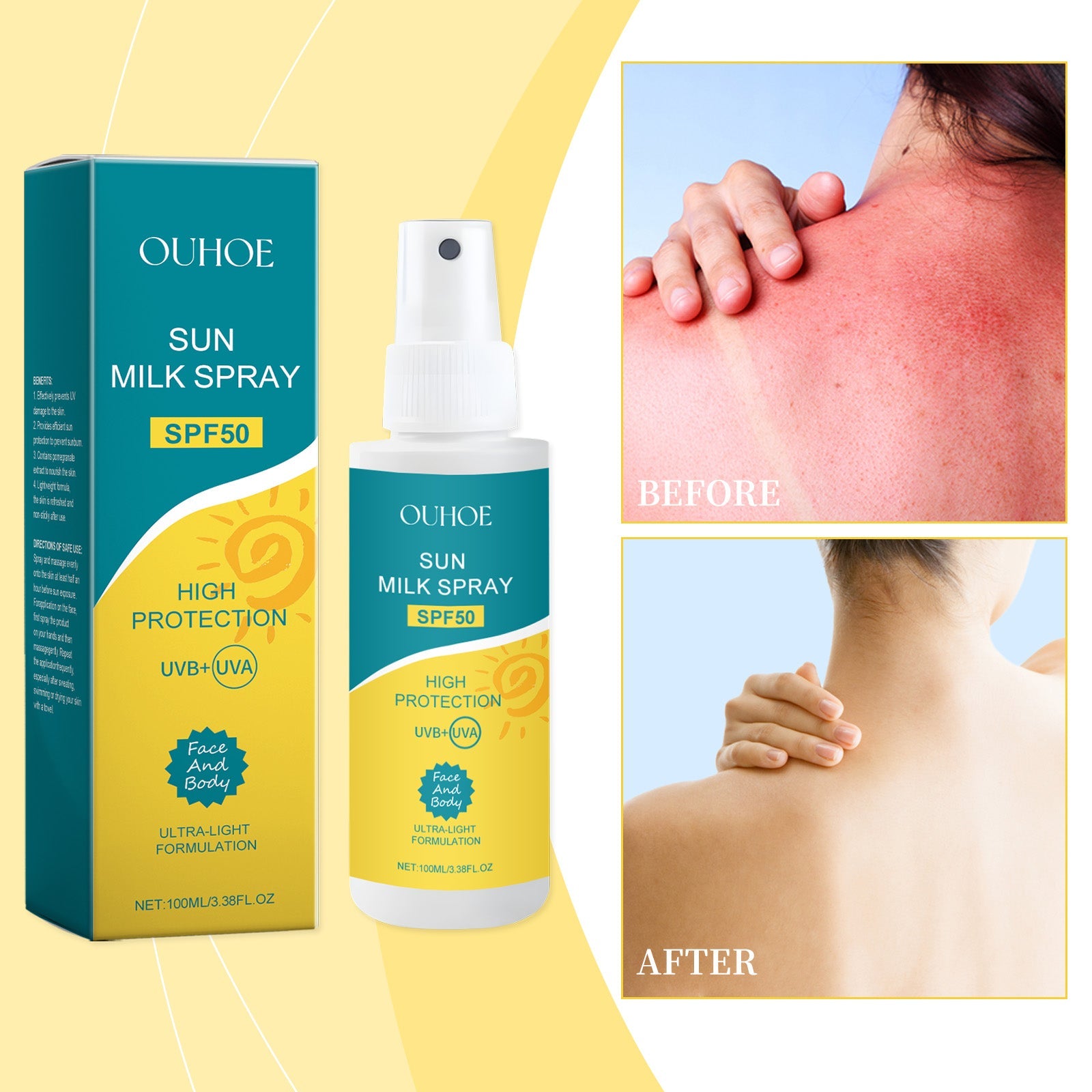 Protection Spray, Summer Outdoor Skin Protection Spray Moisturizing, Refreshing And Non-Greasy Skin Protection Spray - Korvel
