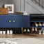 Modern Navy Shoe Storage Bench with Hidden Storage & Cushions