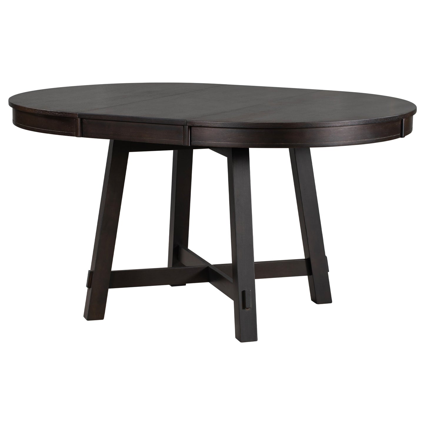 TREXM Farmhouse Round Extendable Dining Table with 16" Leaf Wood Kitchen Table (Espresso) - Korvel