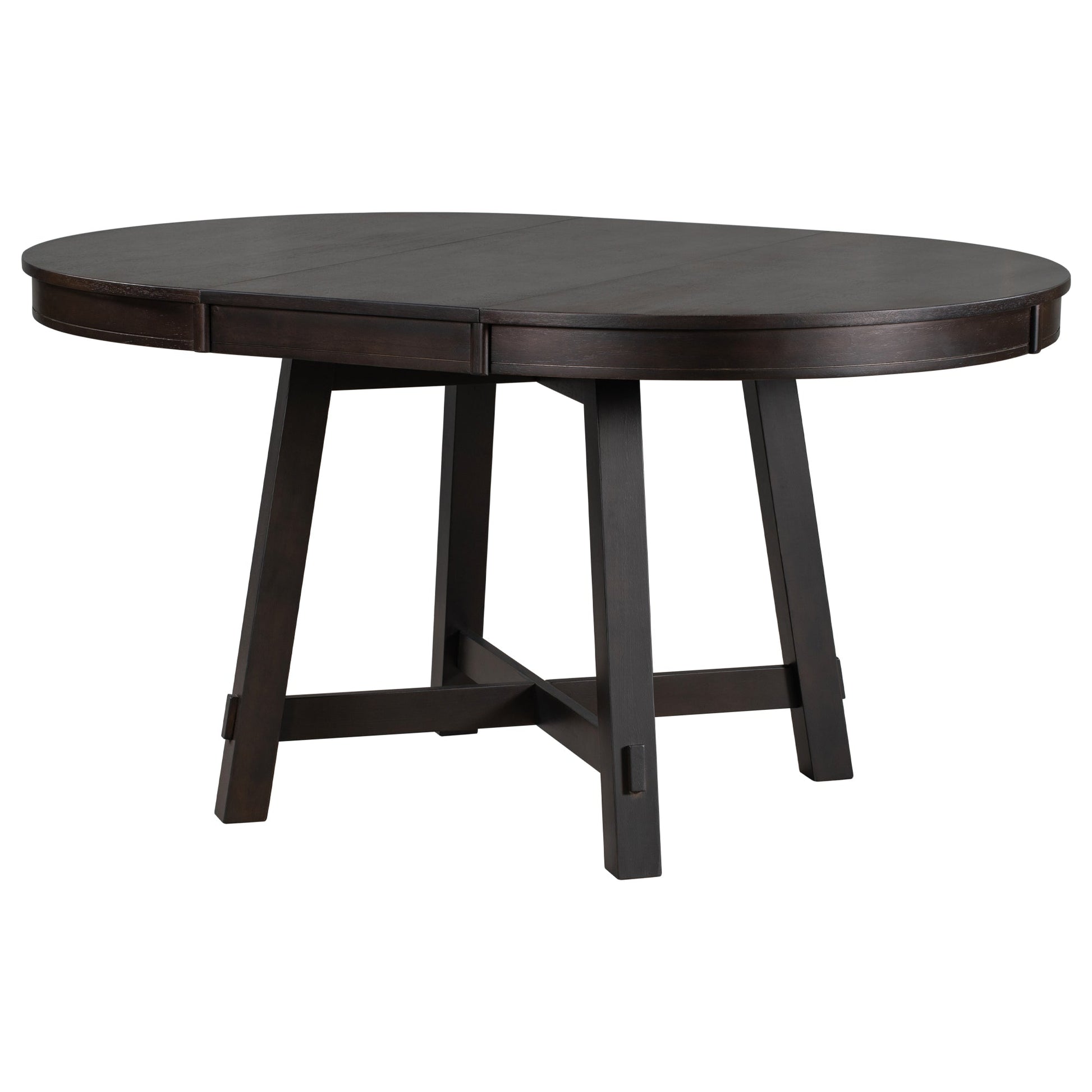TREXM Farmhouse Round Extendable Dining Table with 16" Leaf Wood Kitchen Table (Espresso) - Korvel