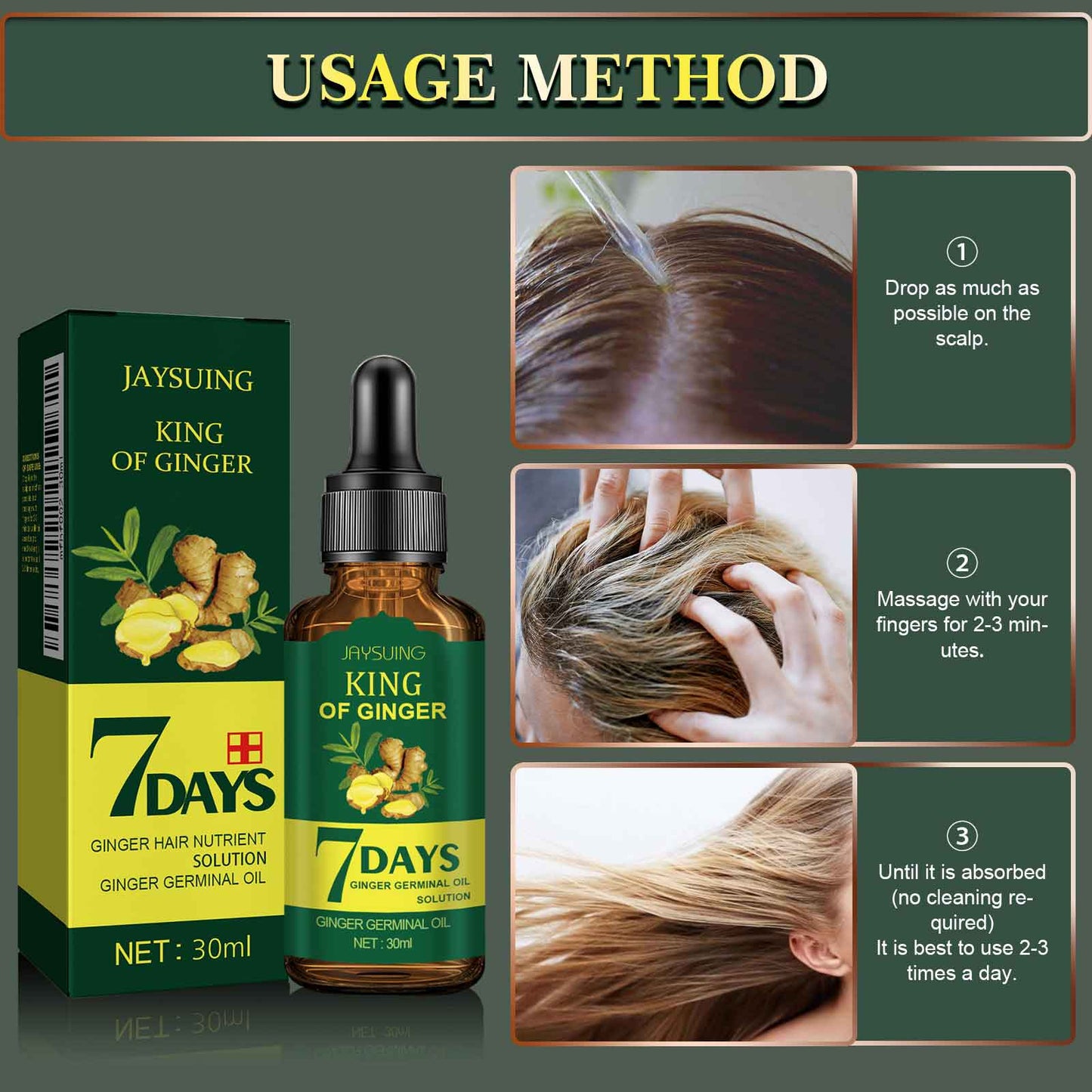 Ginger Hair Care Essential Oil Refreshing And Nourishing Scalp Follicles And Strengthening Hair Nutrition Solution - Korvel
