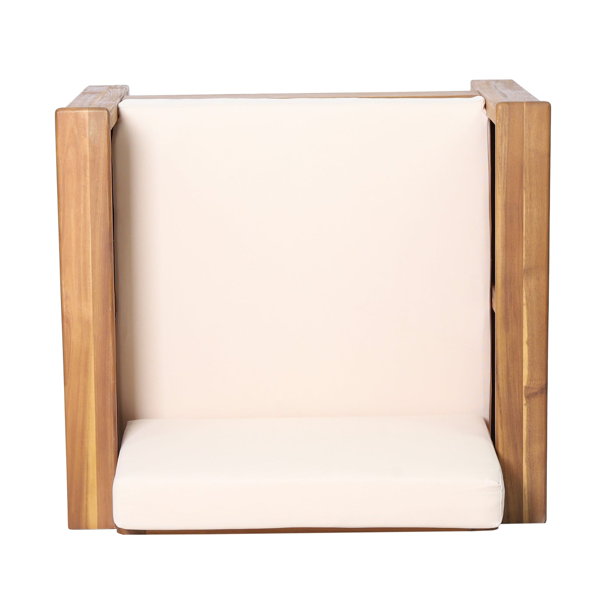 ( Set of 2) Outdoor Acacia Wood Club Chairs with Cushions, Teak+Beige, 27.75"D x 32"W x 27.75"H - Korvel
