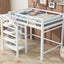 Full Size Loft Bed with Storage Staircase and Clothes Hanger - White