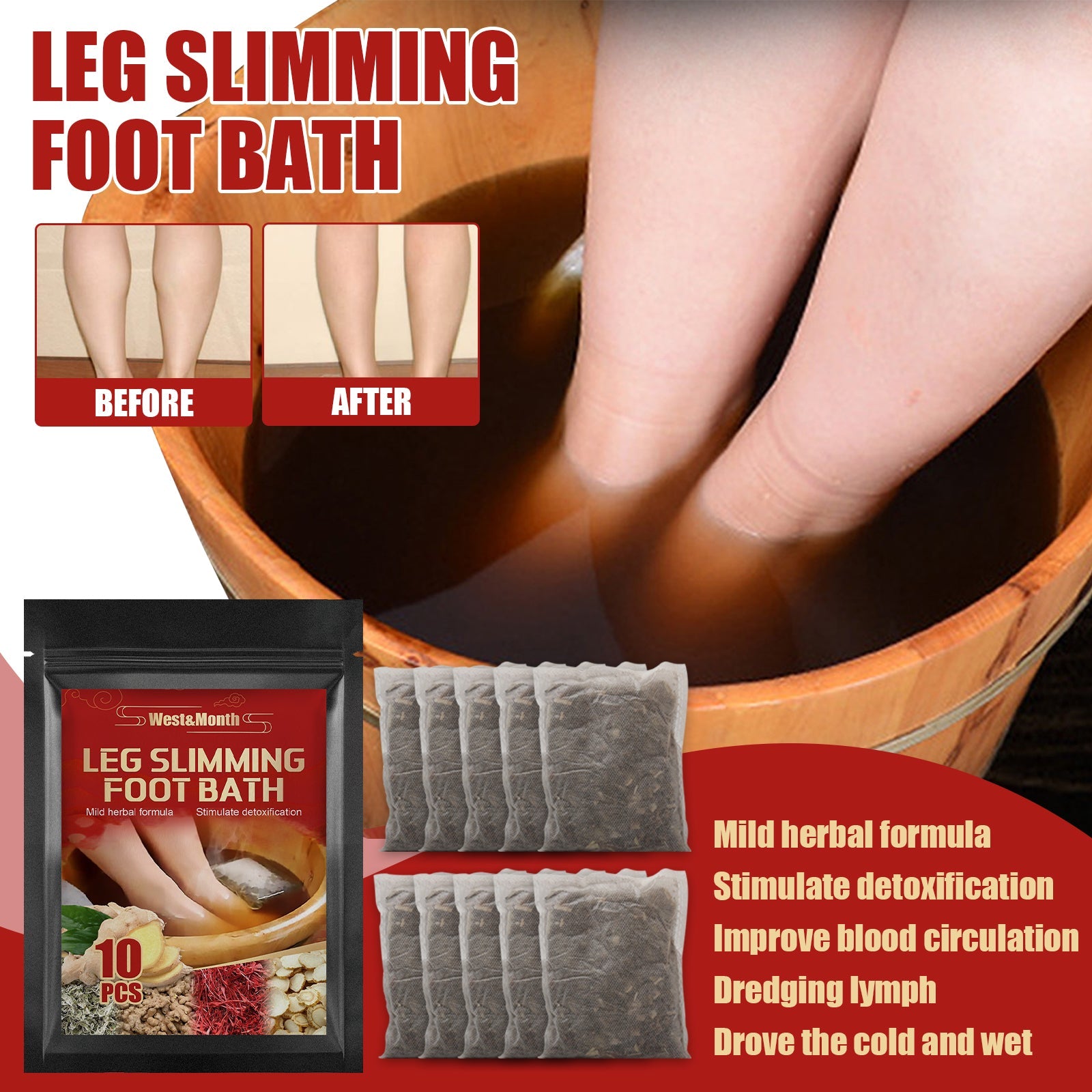 Leg Slimming Foot Bath, Relieve Leg Soreness And Swelling Discomfort Cold Relief Wet Foot Bath Kit - Korvel