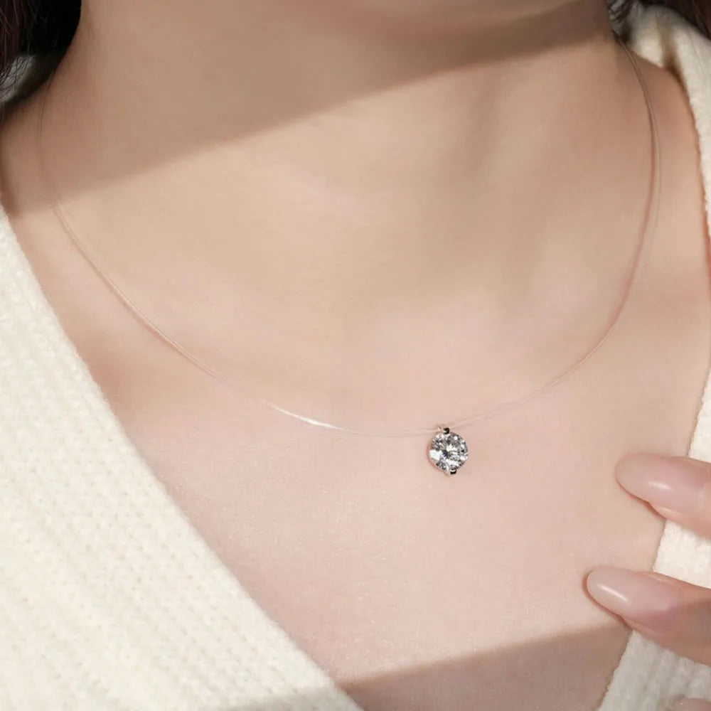1 Carat Moissanite Necklace in 925 Sterling Silver