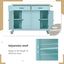 Mint Green Kitchen Island Cart with 4 Doors and Drawers