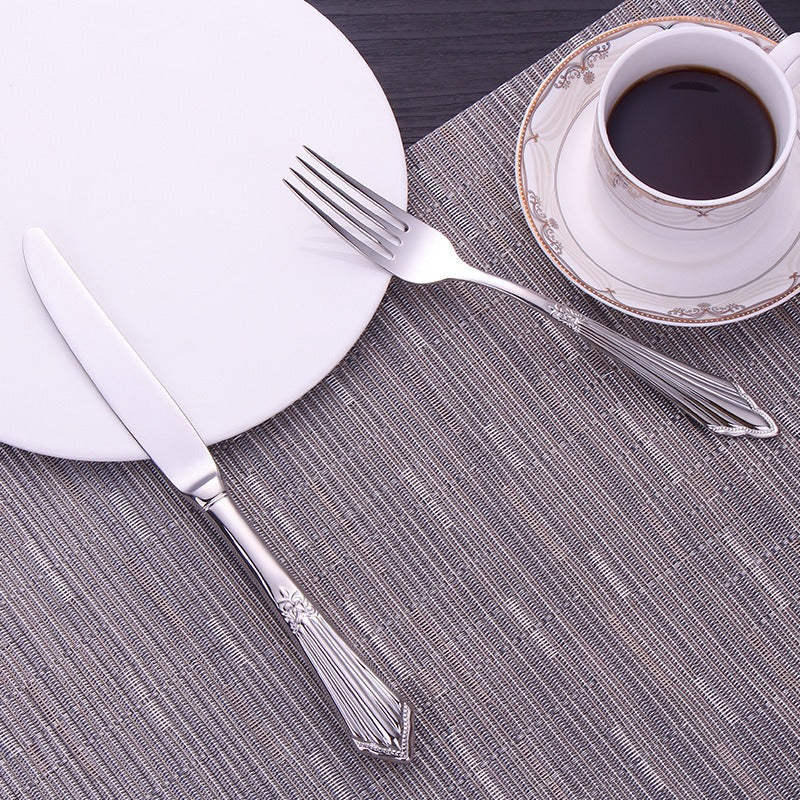 304 stainless steel knife, fork, spoon, hotel Western tableware, steak knife, fork, dessert spoon, fork, 4 piece  set - Korvel
