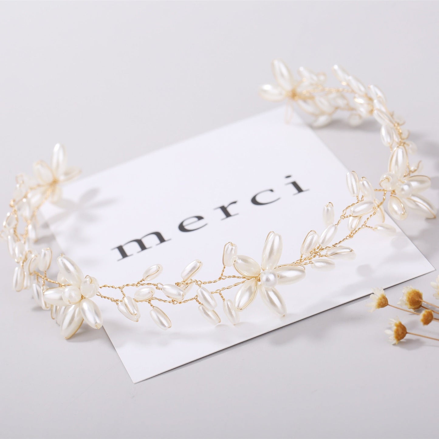 Handmade pearl twisted bead headwear wedding dress bride's hair accessories - Korvel
