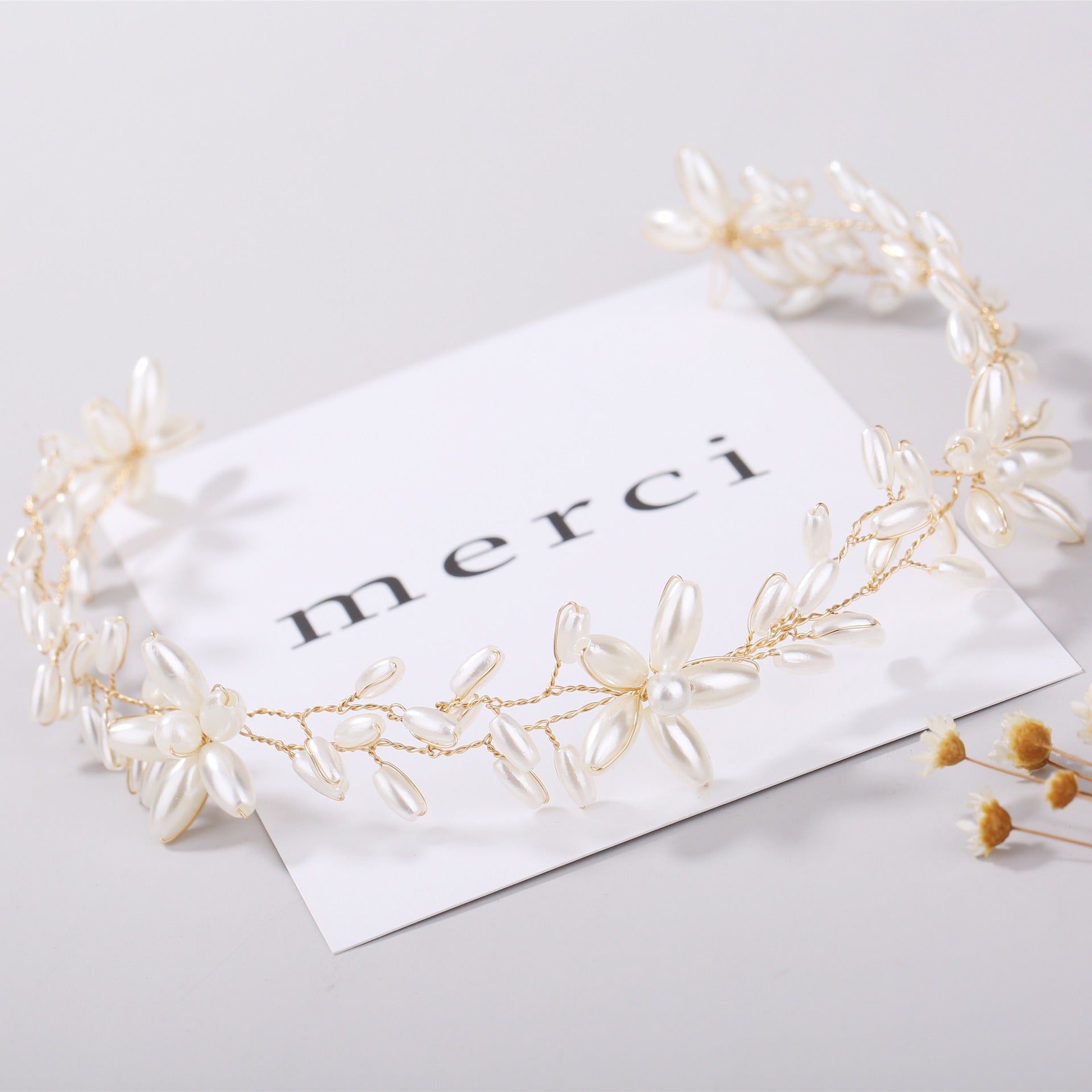 Handmade pearl twisted bead headwear wedding dress bride's hair accessories - Korvel