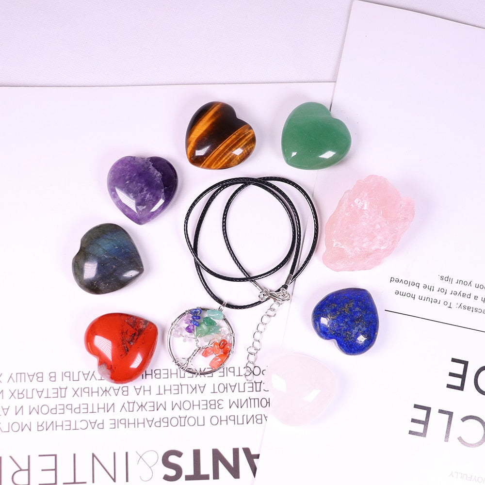 Natural crystal quartz Seven Chakra Crystal Love gemstone Healing stone mineral specimen box Collection - Korvel