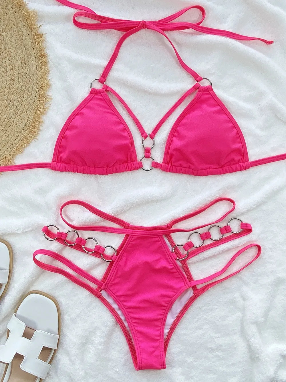 Cutout Halter Neck Two-Piece Bikini Set - Korvel