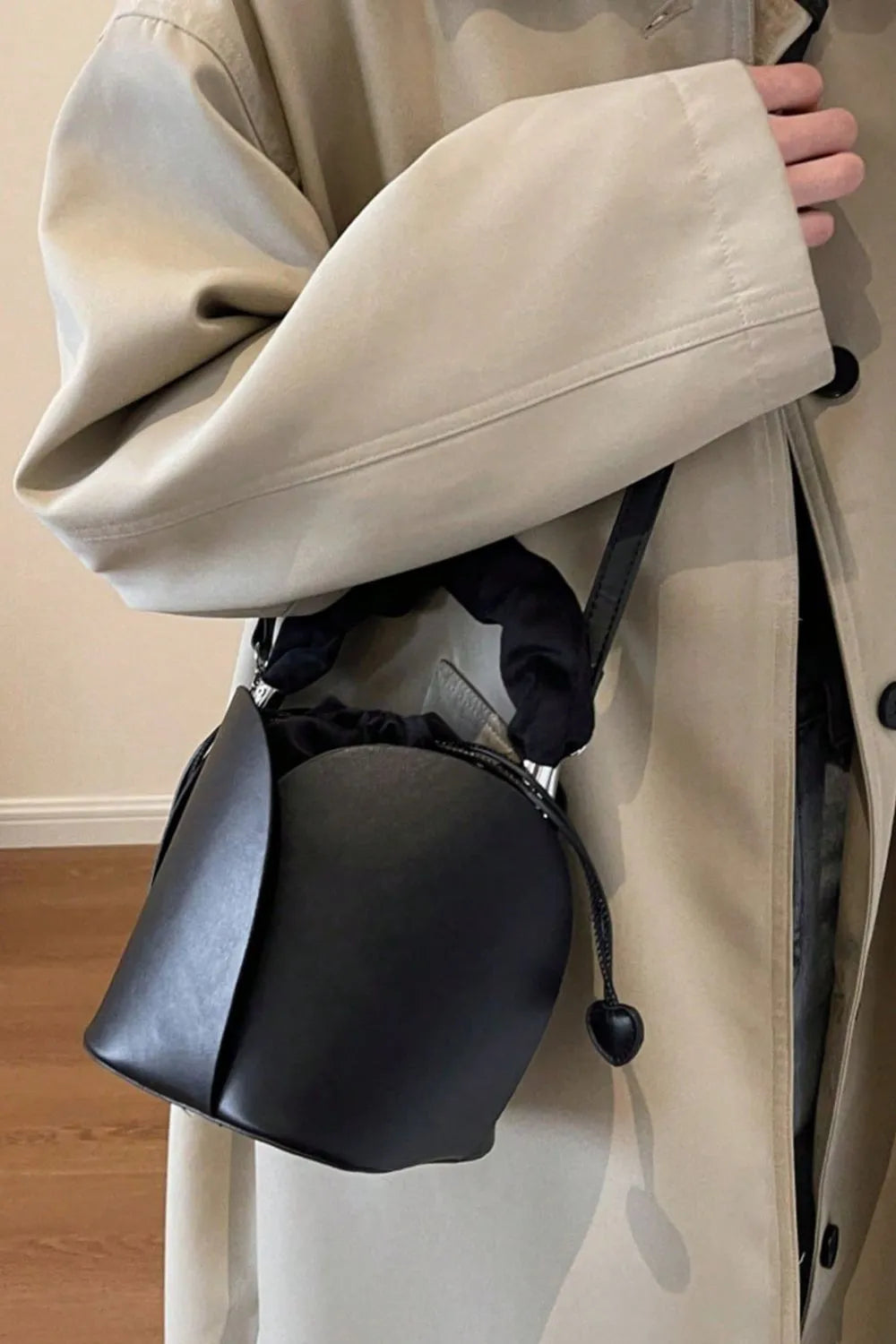 Premium PU Leather Drawstring Bucket Bag