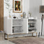 TREXM Modern Sideboard Elegant Buffet Cabinet with Large Storage Space for Dining Room, Entryway (White) - Korvel