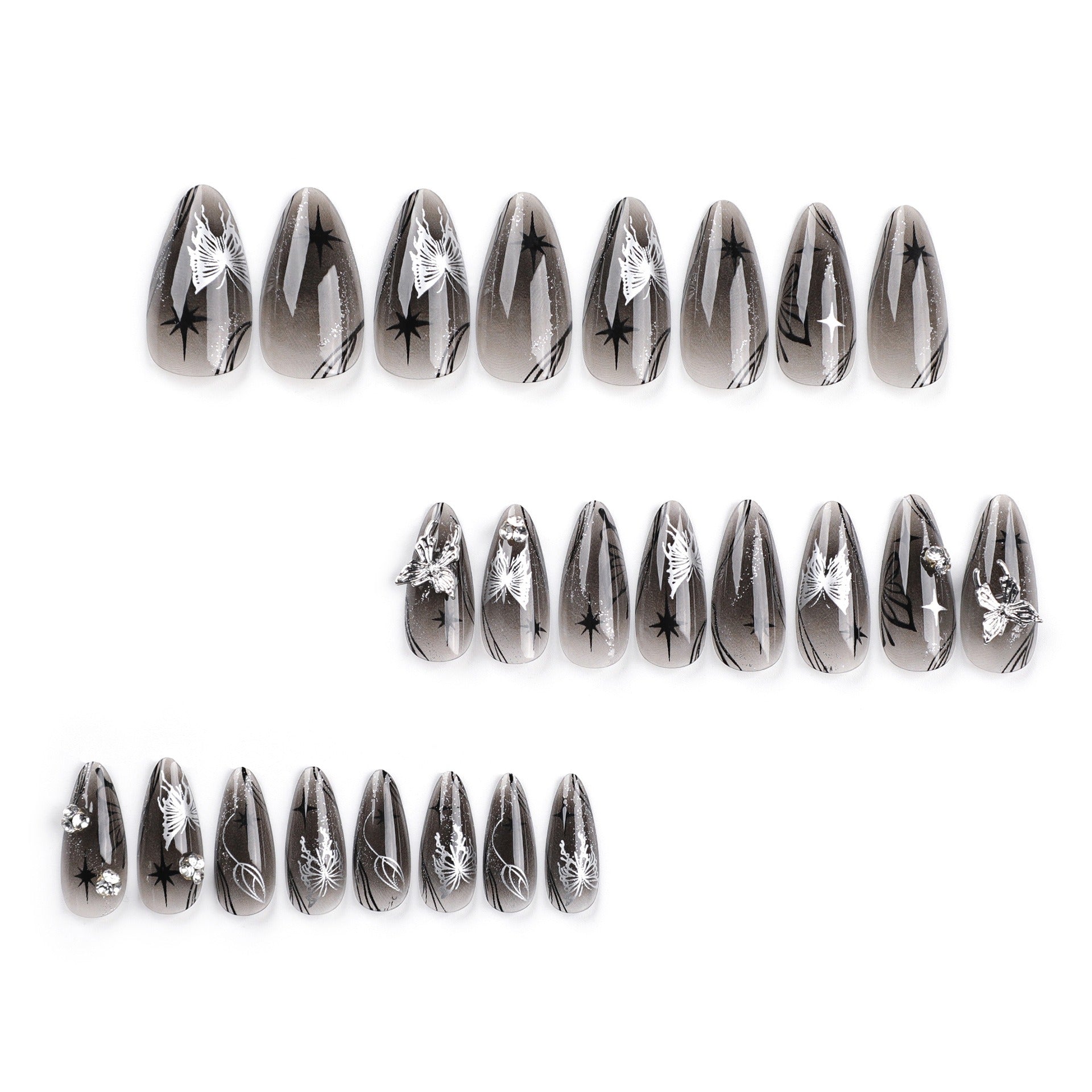 Bow wear manicure long almond nails fake nails - Korvel