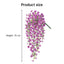 Purple hanging artificial flowers, vines for wedding arch, home, garden, party, autumn decor, fake eucalyptus, plant decor, 2 pc - Korvel