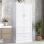 Tall Bathroom Storage Cabinet, Cabinet with Two Doors and Drawers, Adjustable Shelf, MDF Board, White - Korvel