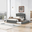 Wood Queen Size Platform Bed with Twin Size Trundle and 2 Drawers  Antique Gray - Korvel