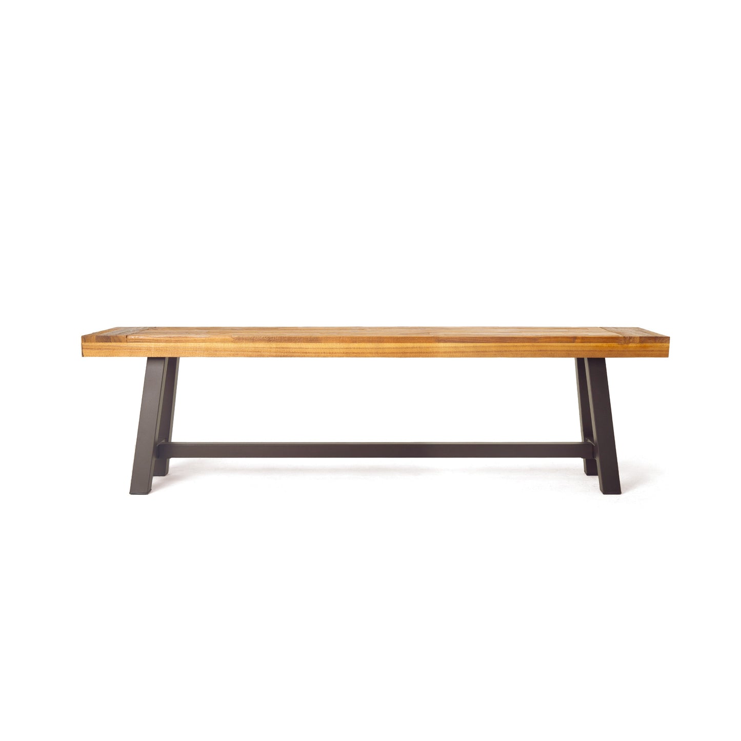 Outdoor Carlisle Benches, Sandblasted Brown + Rustic Metal (Set of 2) - Korvel