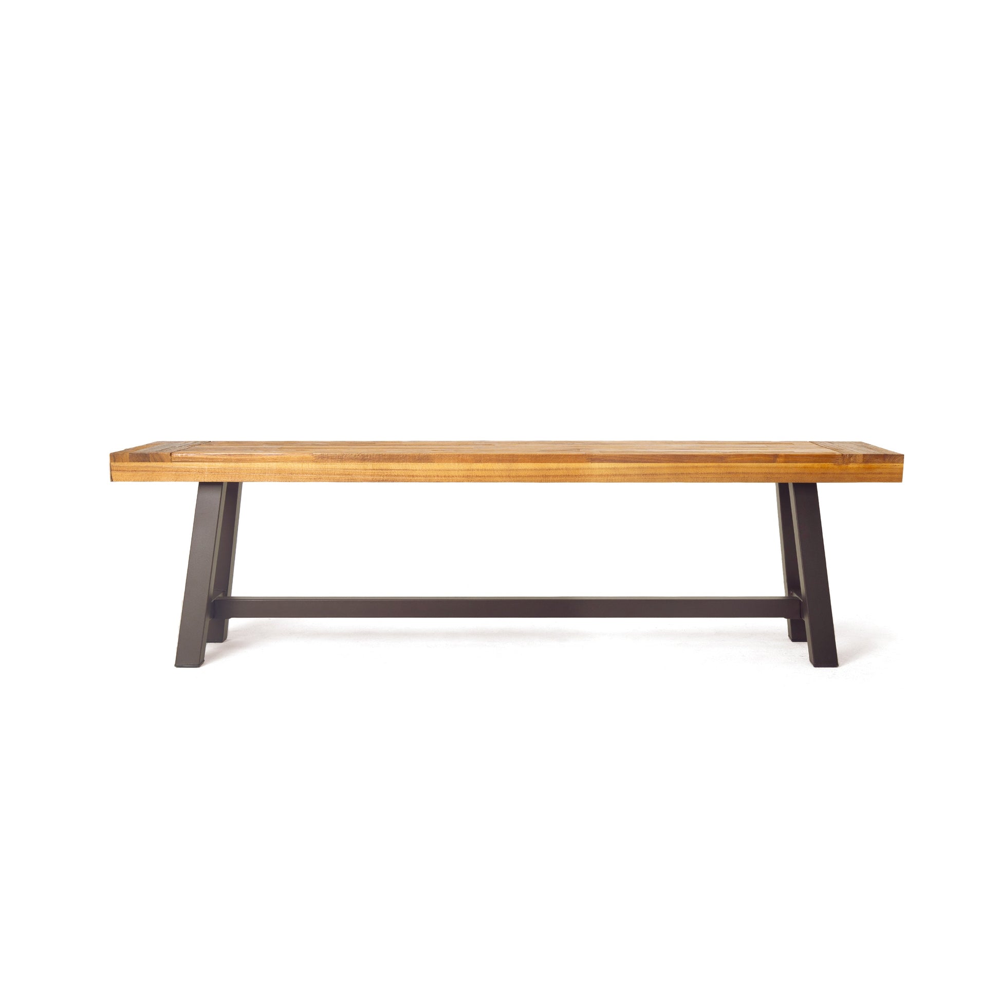 Outdoor Carlisle Benches, Sandblasted Brown + Rustic Metal (Set of 2) - Korvel