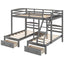 Gray Full over Twin Bunk Bed with Drawers