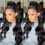 Long Body Wave Black Wig Synthetic Wigs for Black Women Middle Part Brown Cosplay Hairs - Korvel