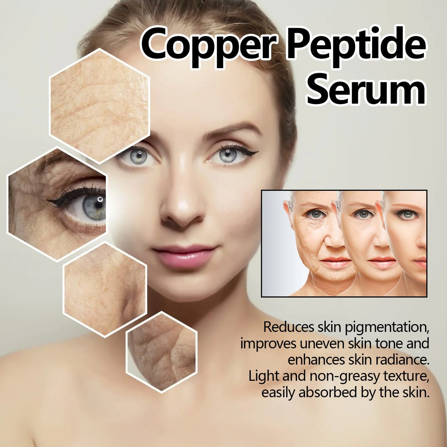 Copper Peptide Serum, Fade Out Fine Lines Moisturize Skin Firming Bright Spots And Delicate Pores - Korvel