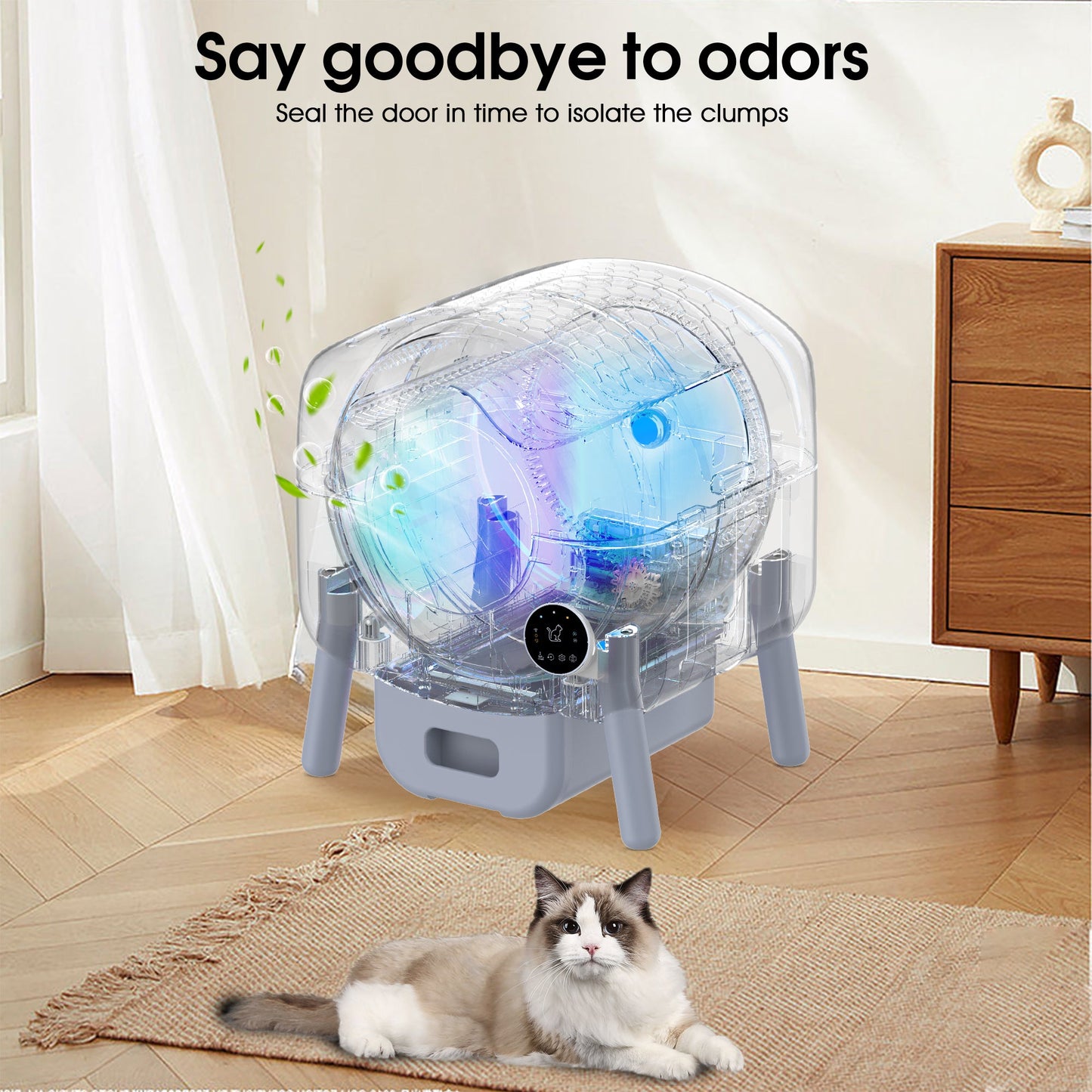 Automatic Smart Cat Litter Box, Large Capacity Self-Cleaning Litter Box with Infrared/Gravity/Ambient Light Function(Model B) - Korvel