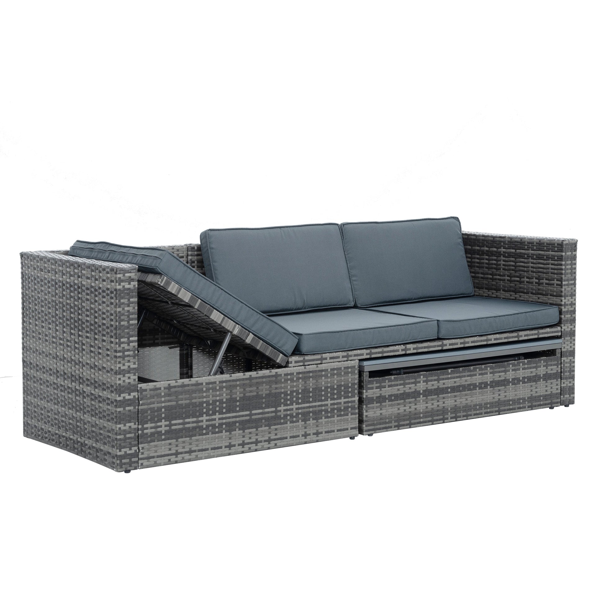 Patio Furniture, Outdoor Furniture, Seasonal PE Wicker Furniture,5 Set Wicker Furniture With Plywood Coffee Table - Korvel