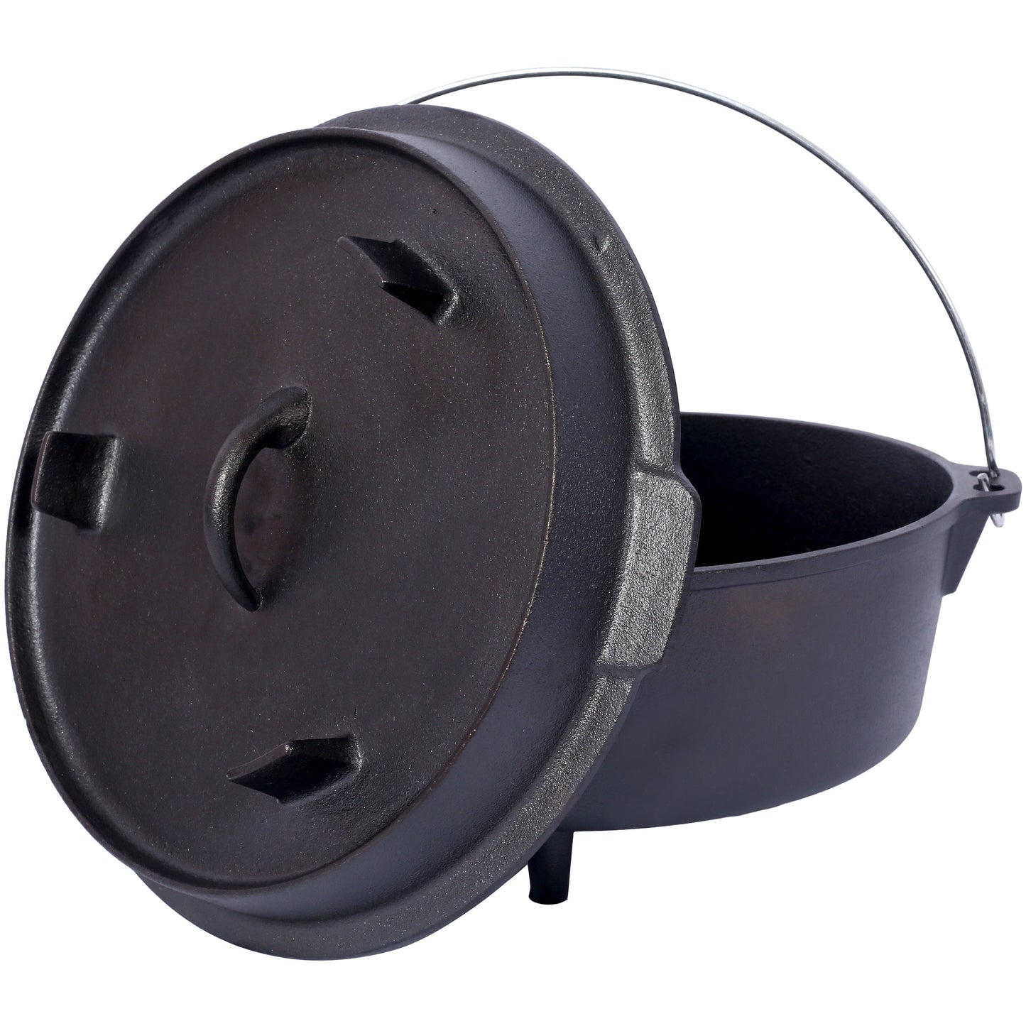 Cast iron Dutch oven with lid, outdoor camping deep pot, used for camping, cooking, barbecue and leg rest, 4.5 quarts - Korvel