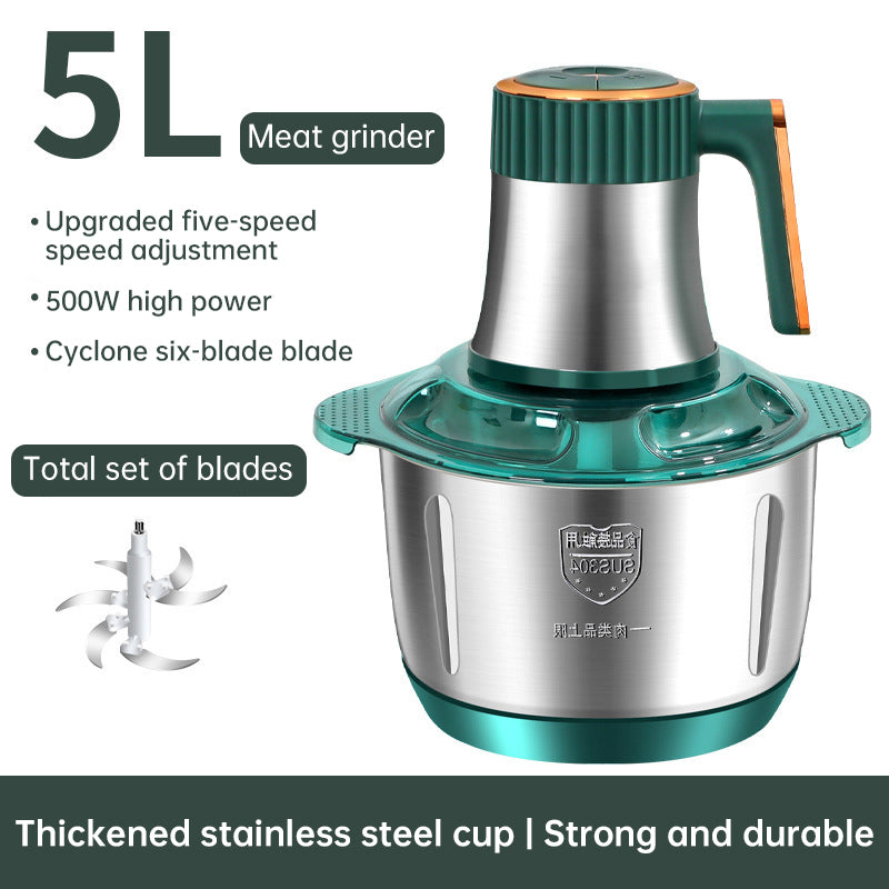 Electric Meat Grinders, 5L Food Processor, Stainless Steel Multifunctional Vegetable Slicer, Kitchen Chopper & Mixer - Korvel