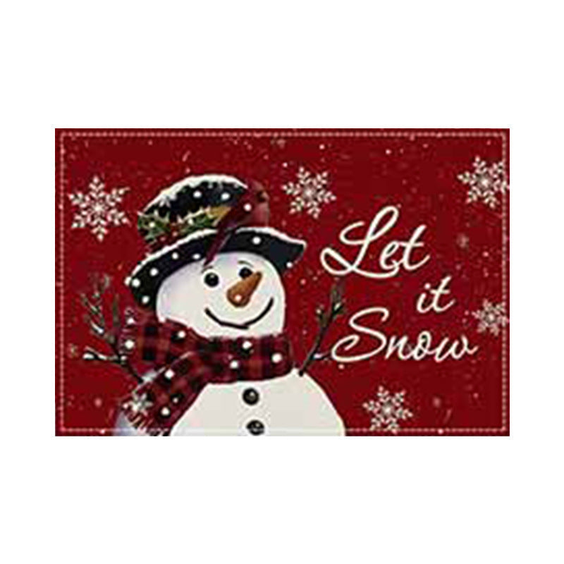 Christmas Snowman Linen Meal Mat Snowflake Grid Printed Table Mat Christmas Party Decoration Insulation Mat Holiday Decoration - Korvel