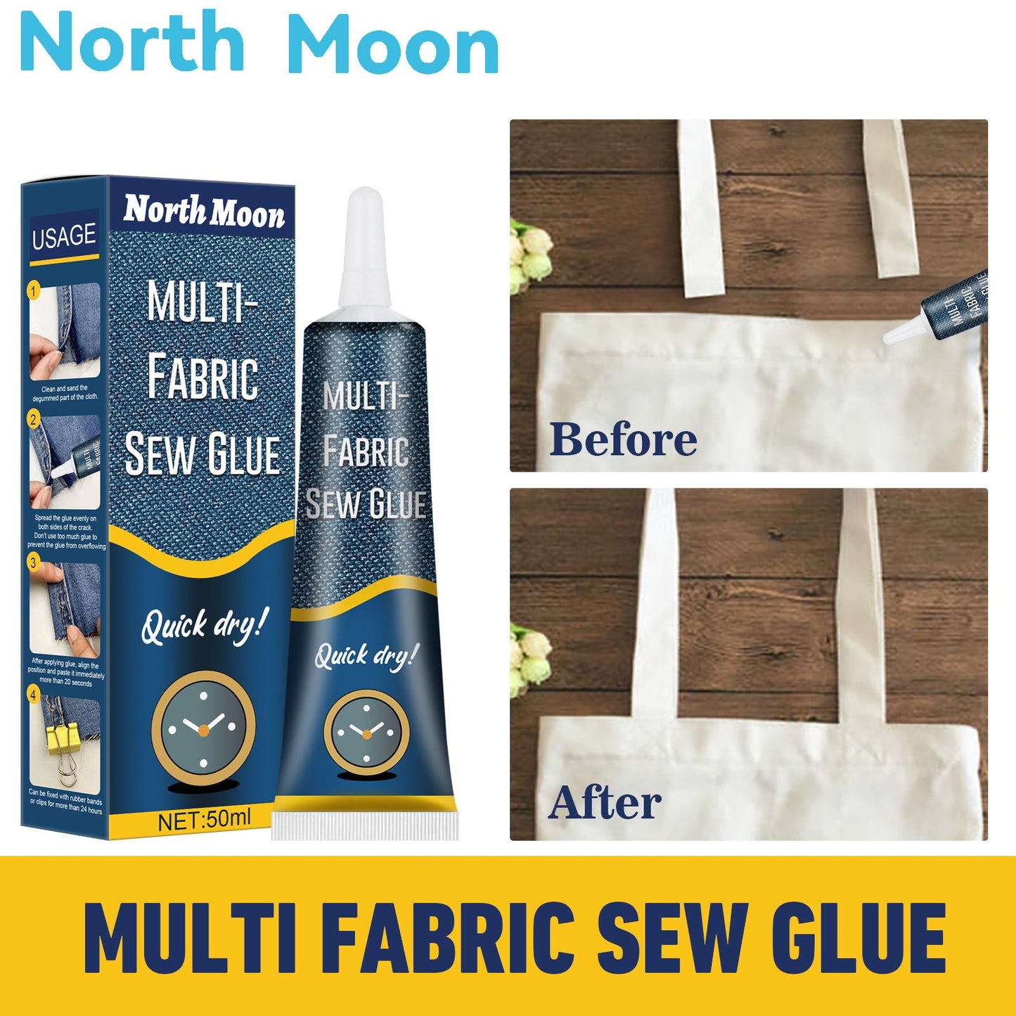North Moon Fabric Sewing Glue Special Glue For Clothes Printing Pants Insoles Jeans Hole Fabric Glue - Korvel