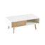 41.34" Rattan Coffee table sliding door for storage solid wood legs White - Korvel