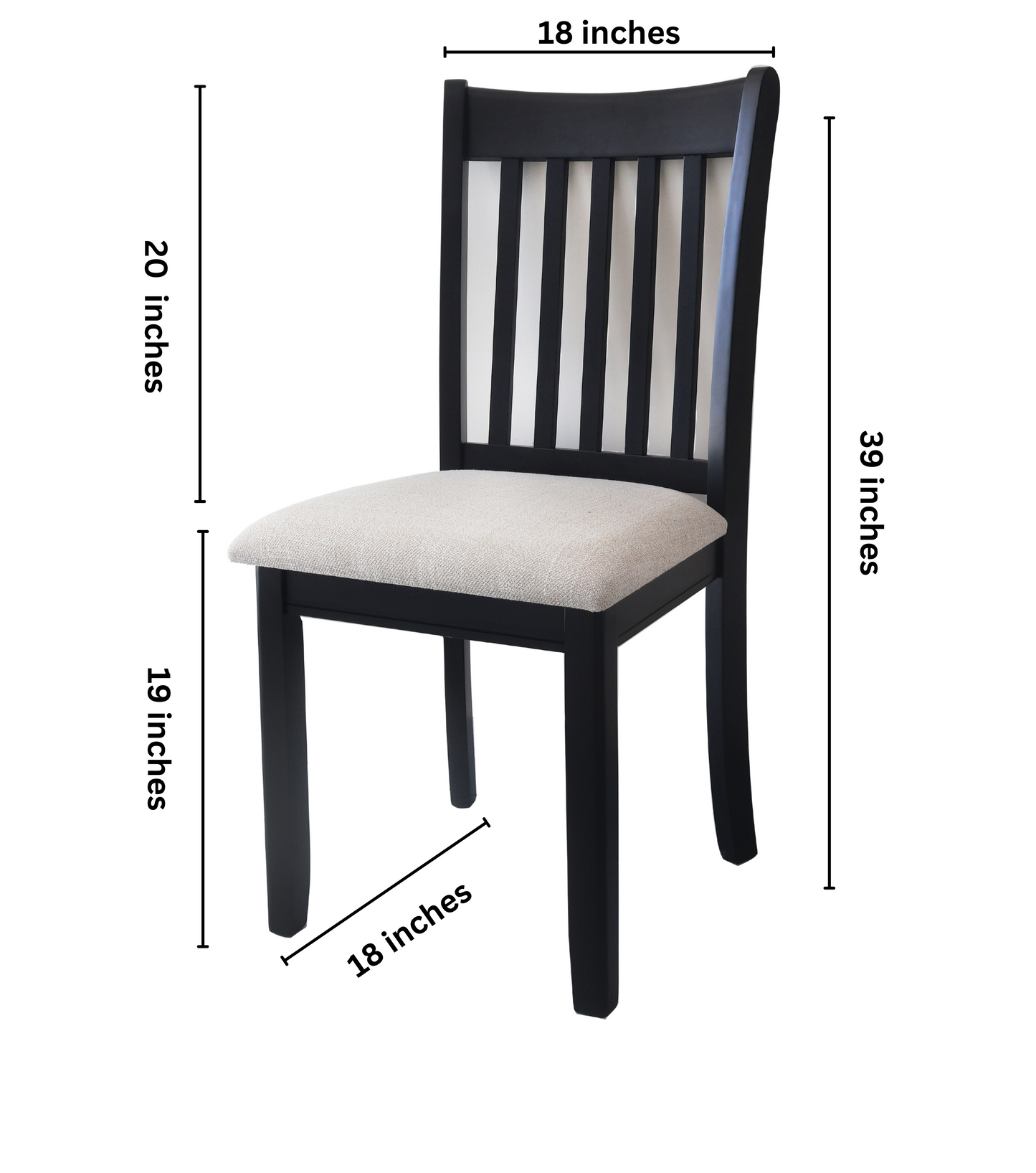 Juego de 2 Sillas de Comedor Negras Tapizadas para Cocina de Estilo Campestre