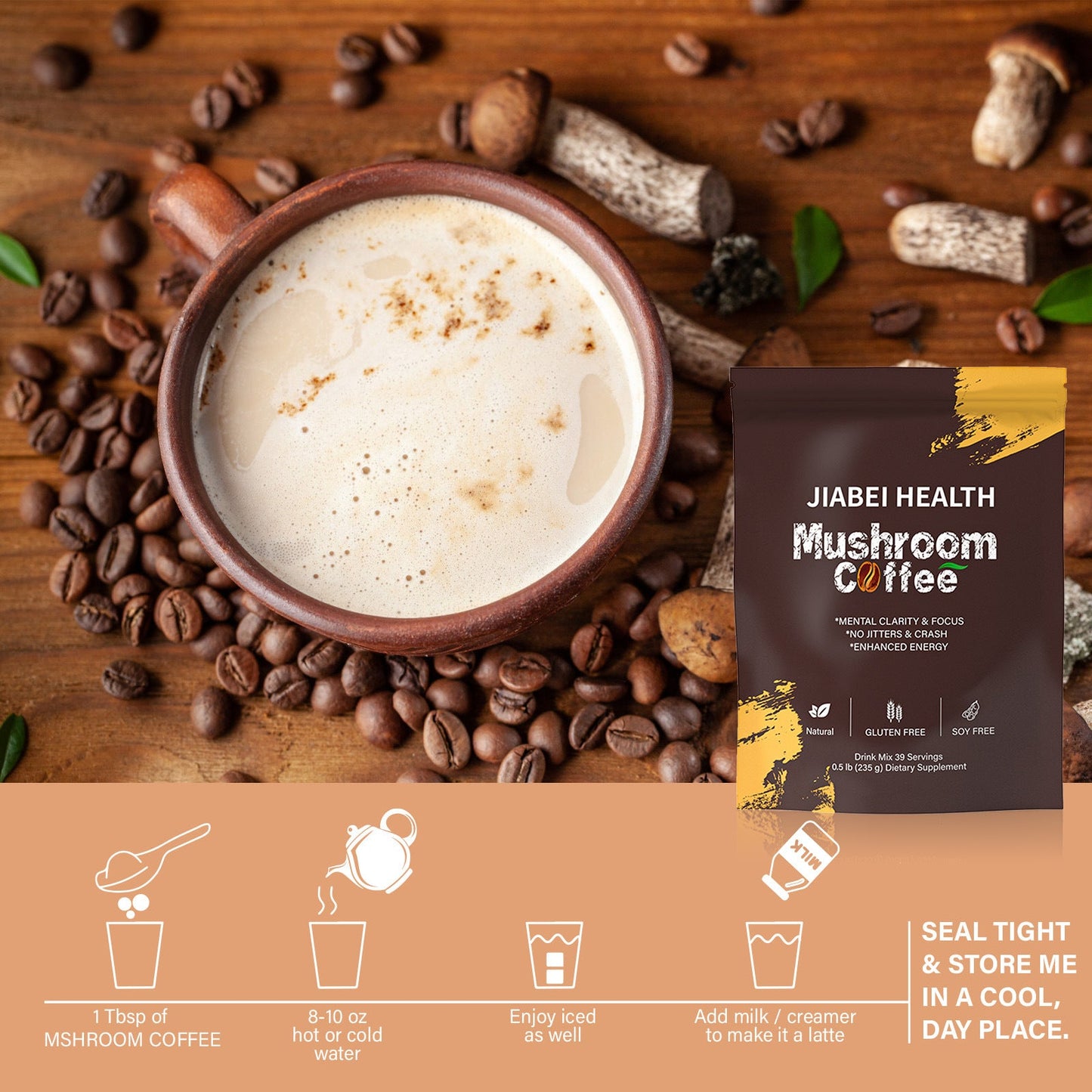 Mushroom King Instant Coffee with Turkey Tail Mushroom