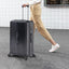 Luggage Set 4 pcs (20"/24"/29"/Travel Bag), PC+ABS Durable Lightweight Luggage with Collapsible Cup Holder TSA Lock, Black - Korvel