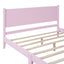 Queen Size Wood Platform Bed Frame, Retro Style Bed with Rectangular Headboard,No Need Box Spring,Pink - Korvel