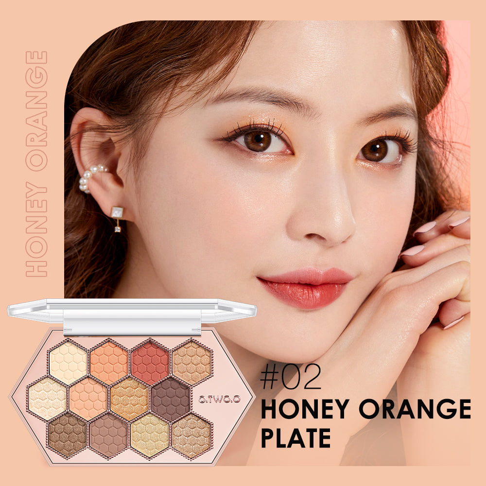 Honeycomb Hexagonal Star Diamond Eyeshadow Palette Taro Powder Honey Earth Eyeshadow Natural Highlight 12 Colors - Korvel