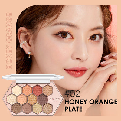 Honeycomb Hexagonal Star Diamond Eyeshadow Palette Taro Powder Honey Earth Eyeshadow Natural Highlight 12 Colors - Korvel